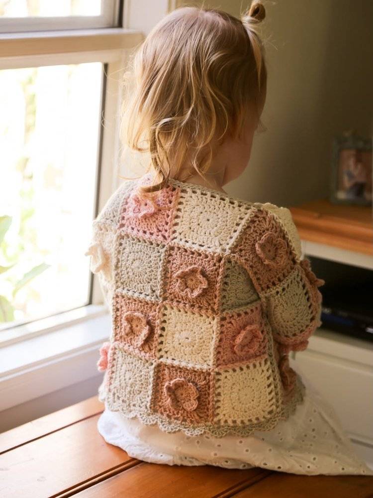 Charming Floral Square Cardigan for Little Ones