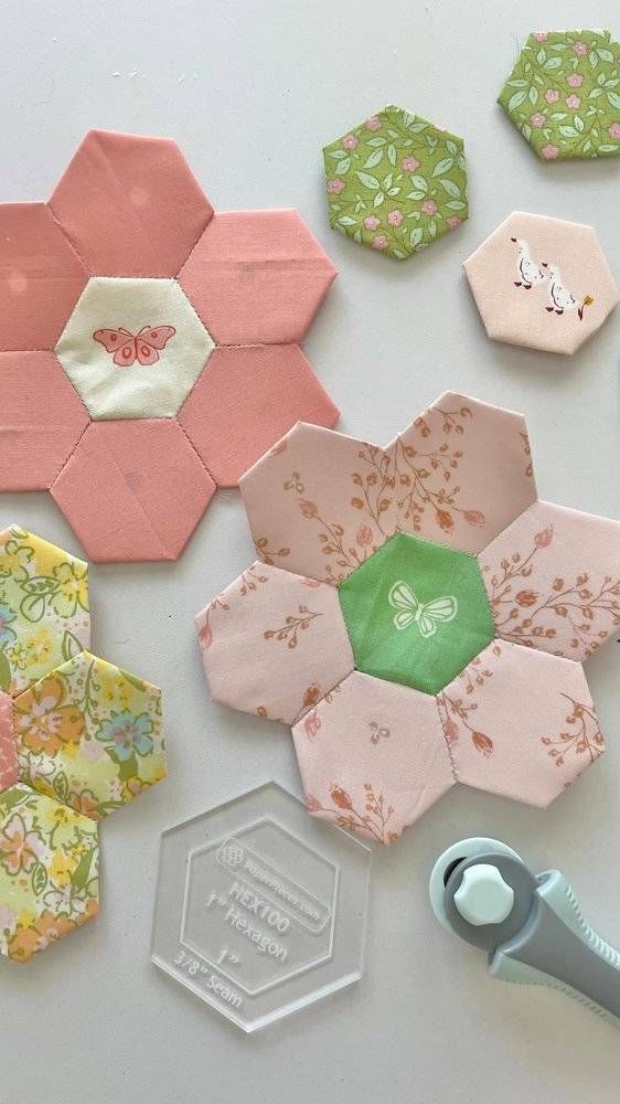 Charming Hexagon Fabric Flowers