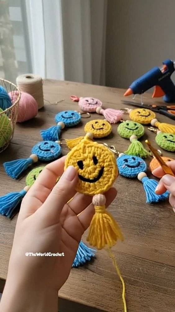Cheerful Crochet Smiley Face Charms