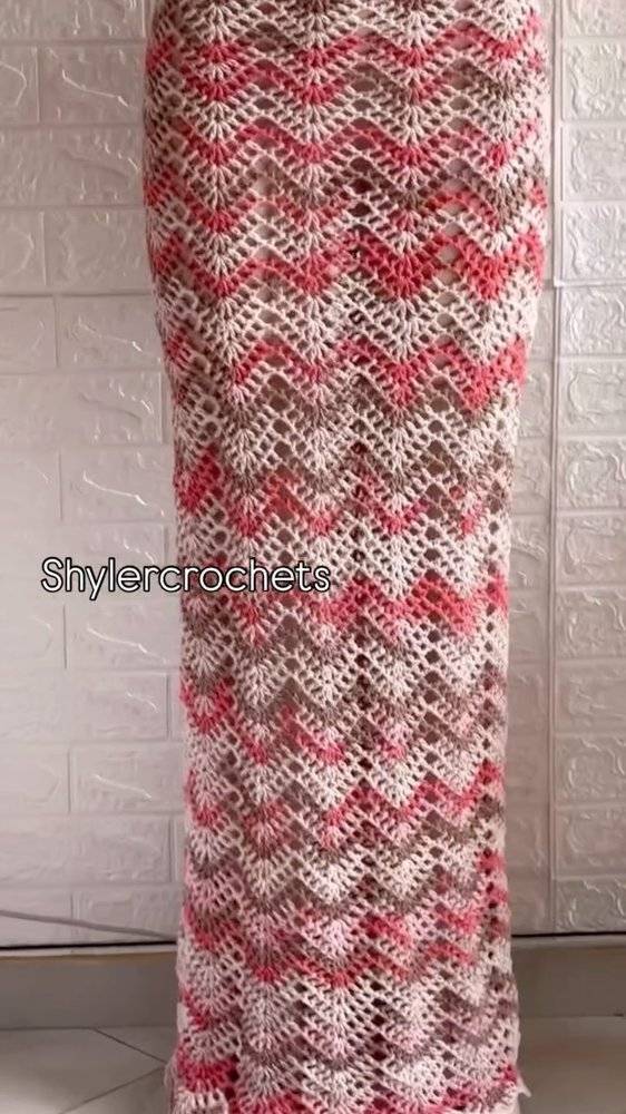 Chevron Lace Crochet Maxi Skirt