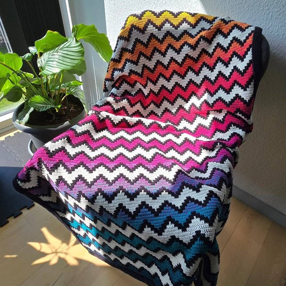 Chevron Stripe Crochet Blanket