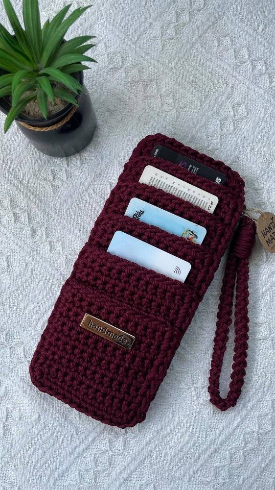 Chic Crochet Card Holder with Wrist Strap