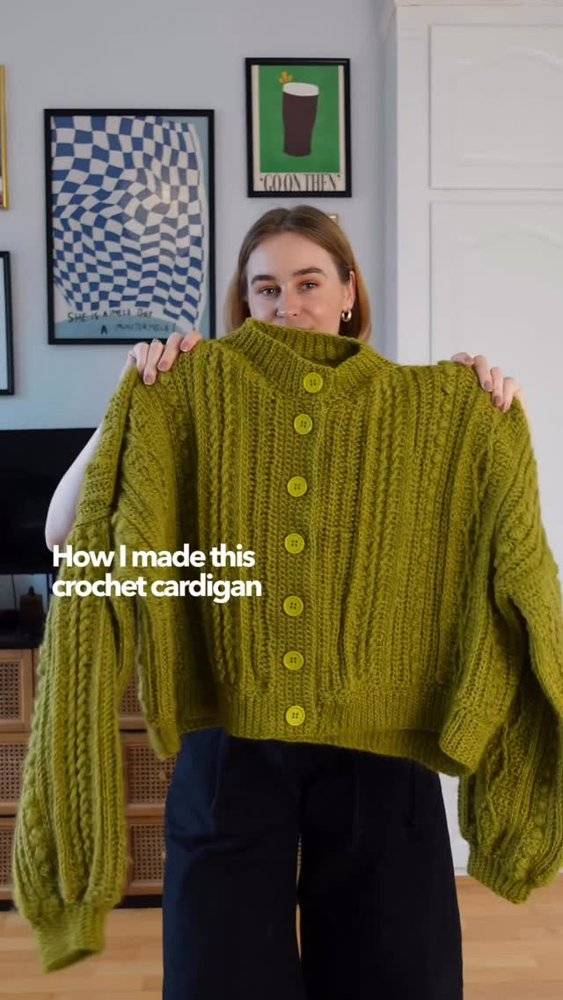 Chunky Cable Knit Crochet Cardigan