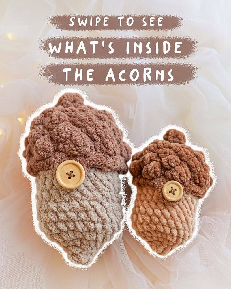 Chunky Crochet Acorn Decor with Buttons