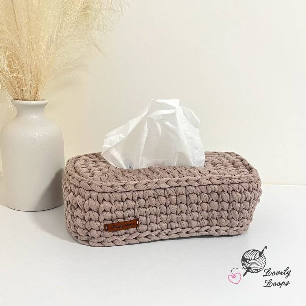 Chunky Knit Crochet Tissue Box Cover