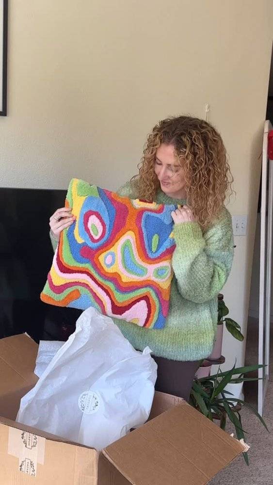 Colorful Abstract Punch Needle Pillow Cover