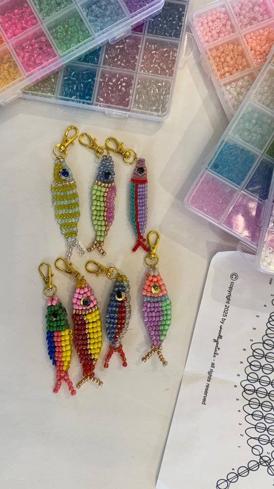 Colorful Beaded Fish Keychain Charms