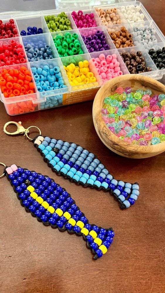 Colorful Beaded Fish Keychain Craft