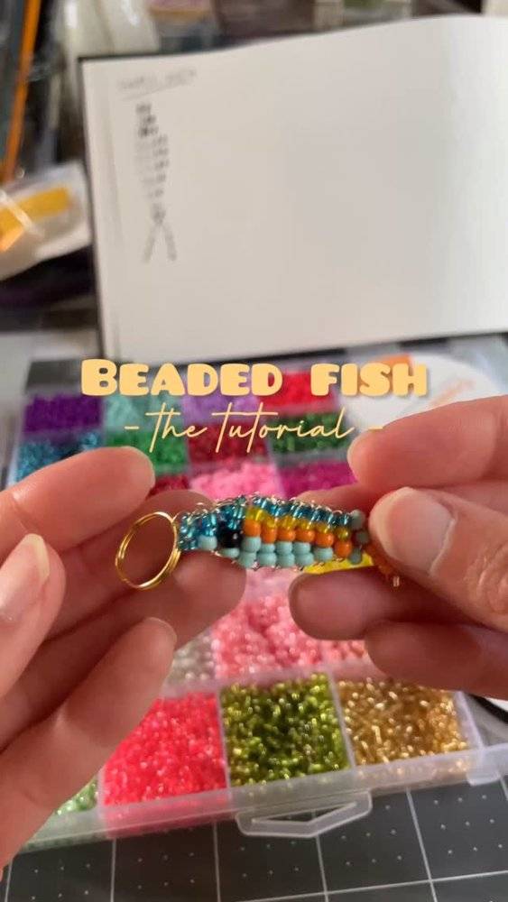 Colorful Beaded Fish Keychain Craft