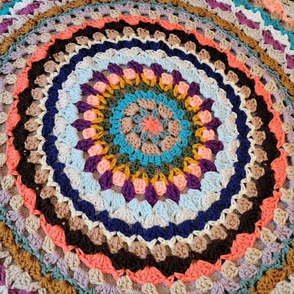 Colorful Boho Crochet Mandala Blanket