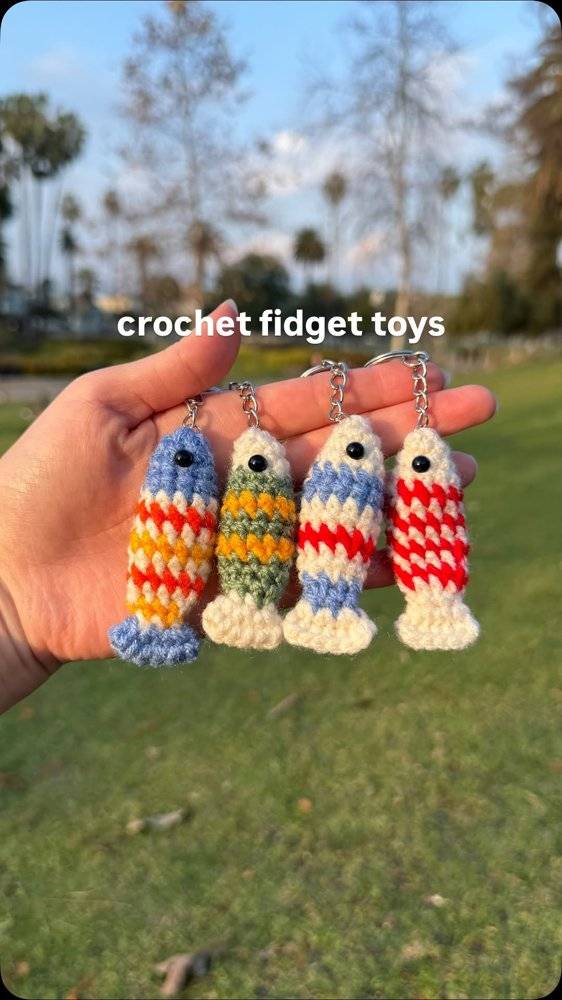 Colorful Crochet Fish Fidget Toy Keychain