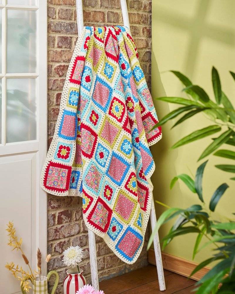 Colorful Diamond Granny Square Crochet Blanket