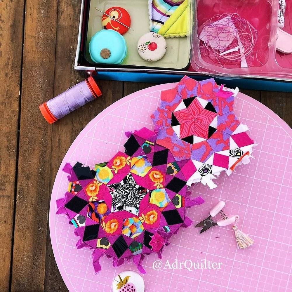 Colorful Hexagon Patchwork Fabric Art