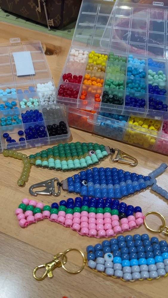 Colorful Seahorse Pony Bead Keychain Crafts