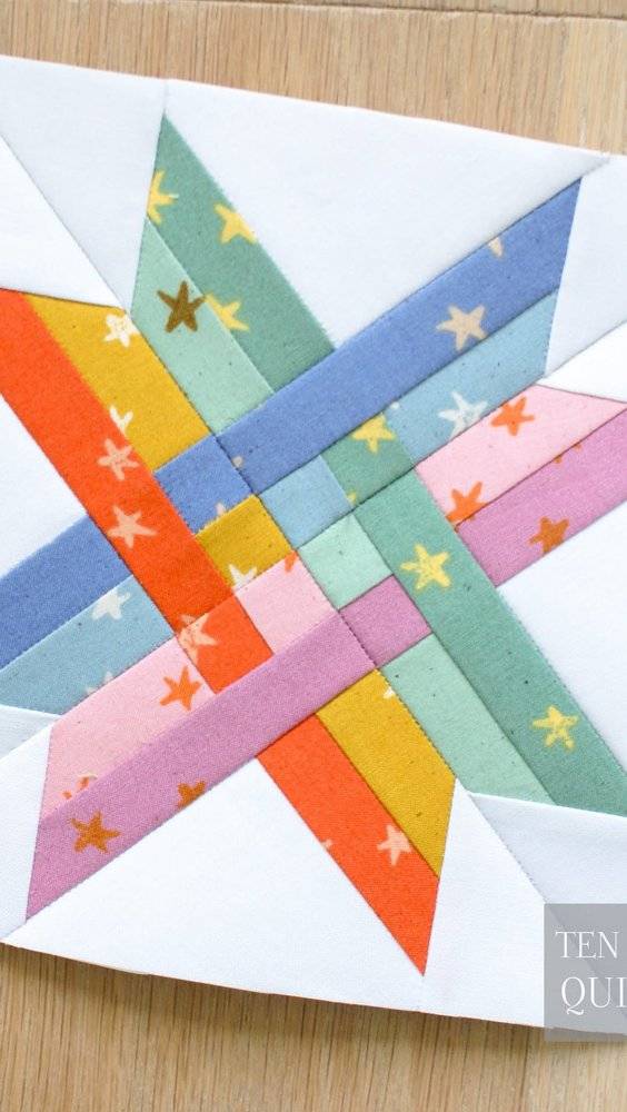 Colorful Starburst Paper Piecing Quilt Block