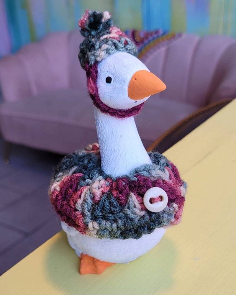 Cozy Crocheted Goose Hat and Scarf Set