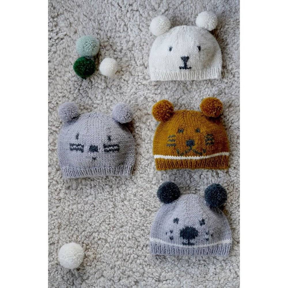 Cozy Knitted Bear Hats with Pom-Pom Ears