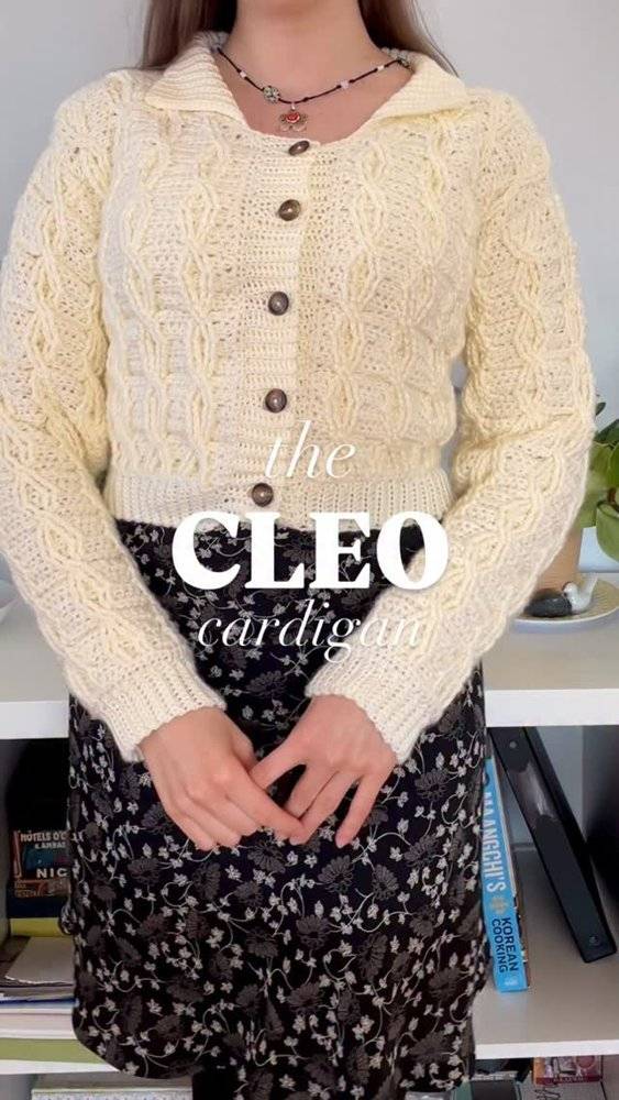 Cream Cable Knit Crochet Cardigan