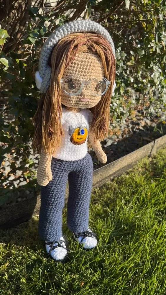 Crochet Amigurumi Doll with Glasses and Headphones