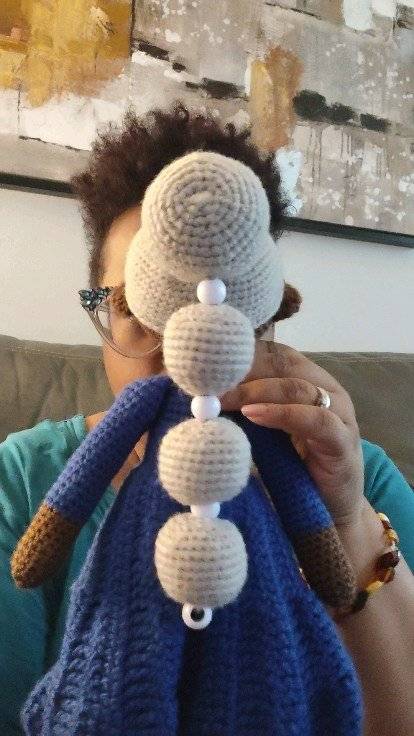Crochet Amigurumi Doll with Hat and Beaded Accents