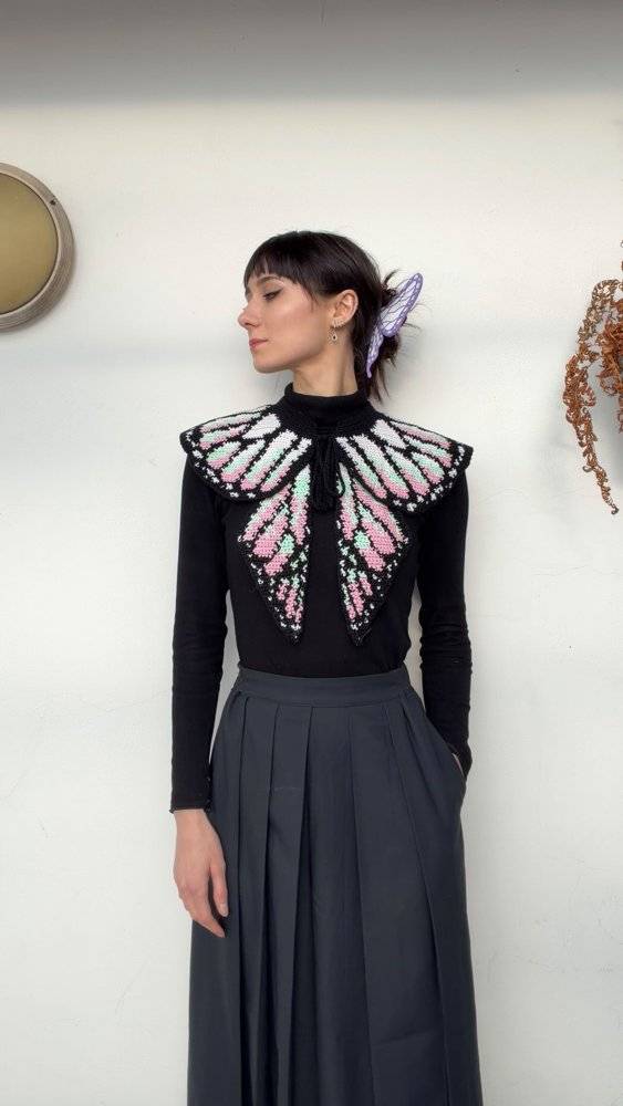Crochet Butterfly Wing Collar Accent