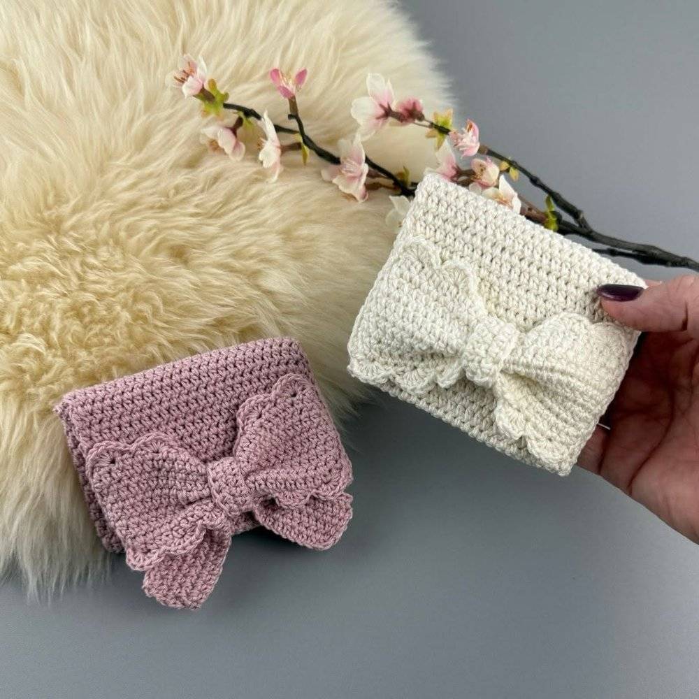 Crochet Card Holder with Adorable Bow Accent