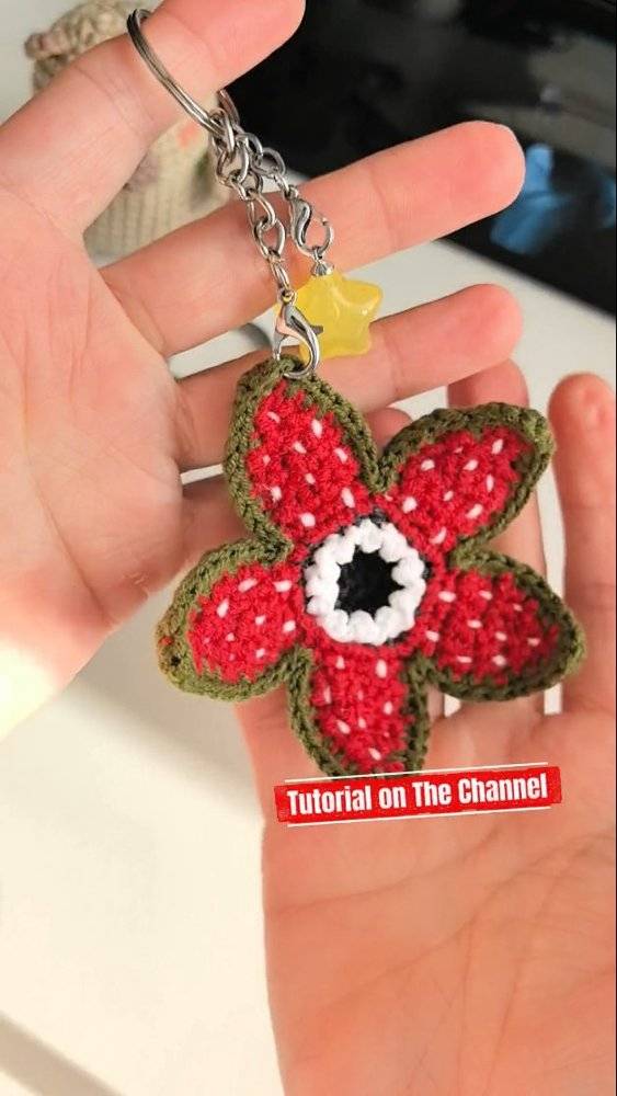 Crochet Demogorgon Flower Keychain Pattern