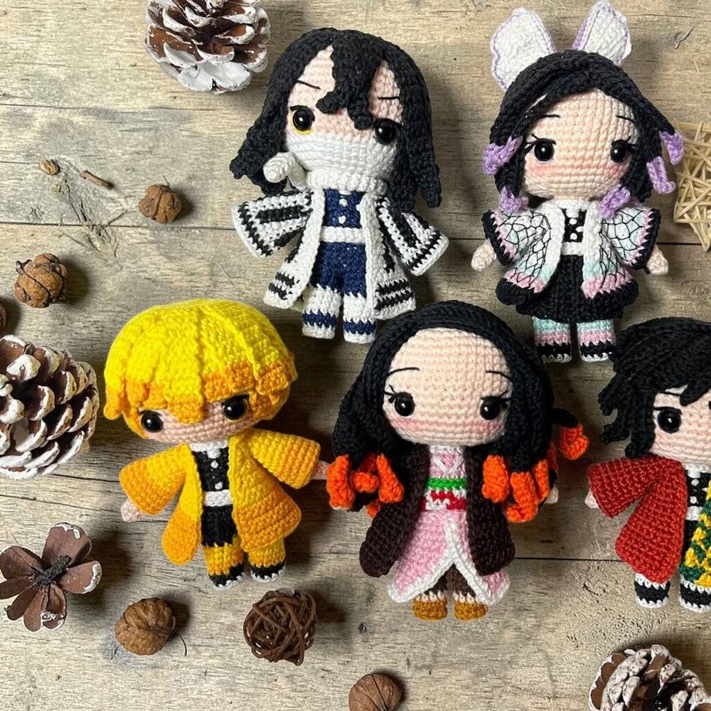 Crochet Demon Slayer Character Amigurumi Set