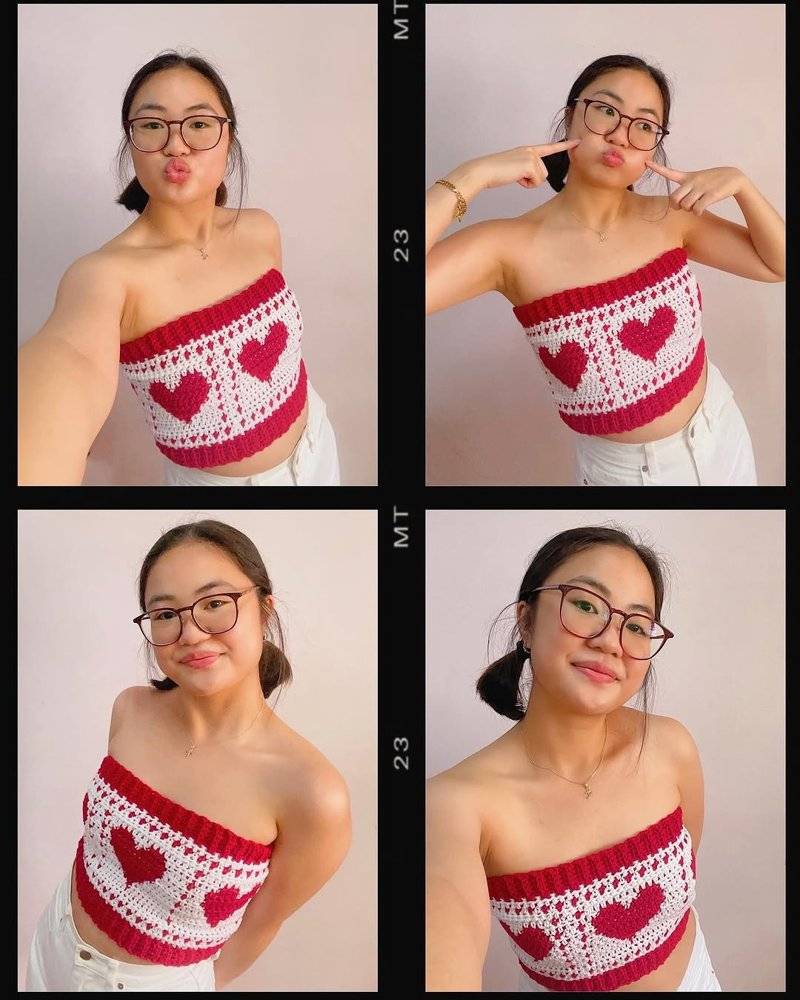Crochet Heart Pattern Tube Top