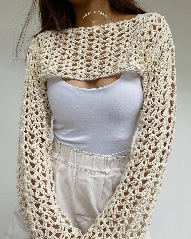 Crochet Mesh Bolero Shrug