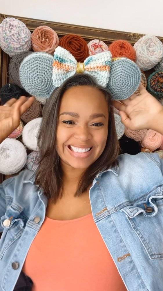 Crochet Mickey Mouse Ear Headband with Bow