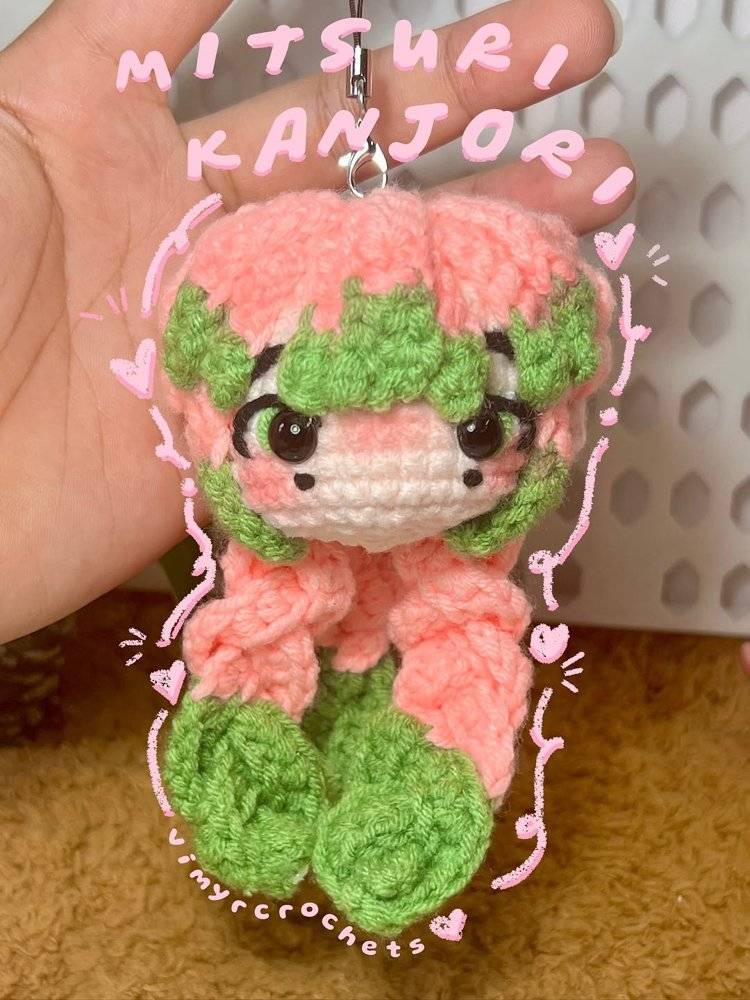 Crochet Mitsuri Kanroji Amigurumi Keychain