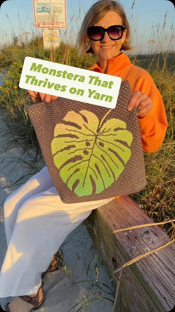 Crochet Monstera Leaf Tote Bag