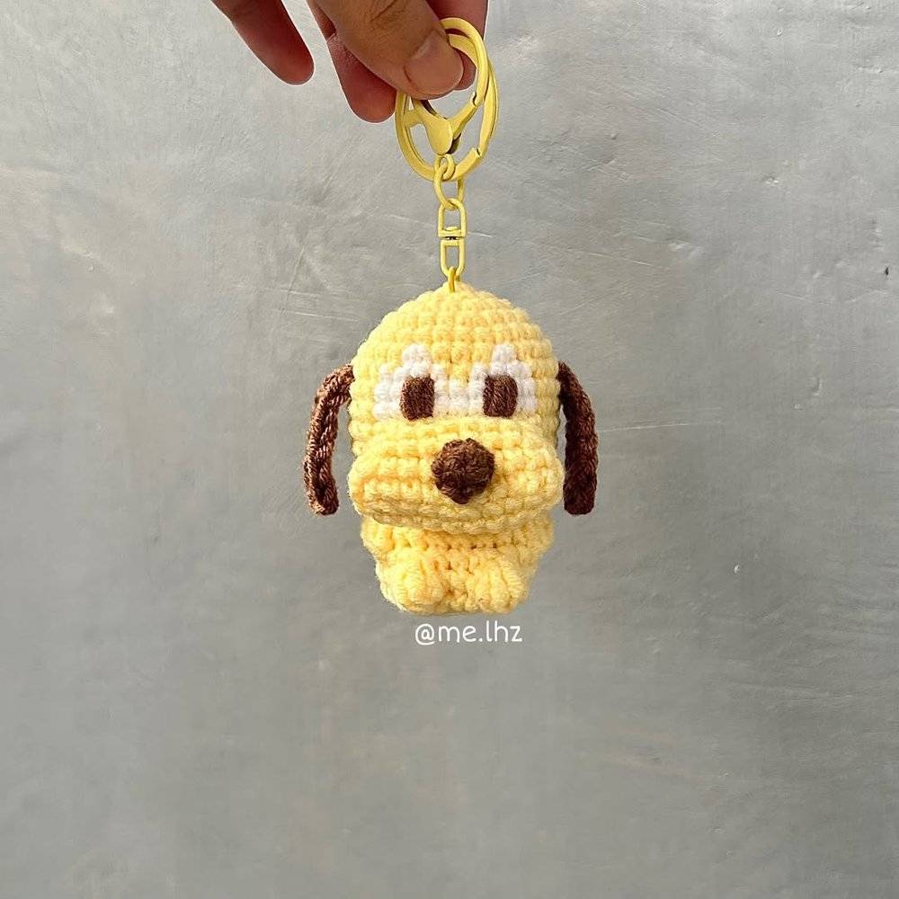Crochet Pluto Inspired Dog Keychain