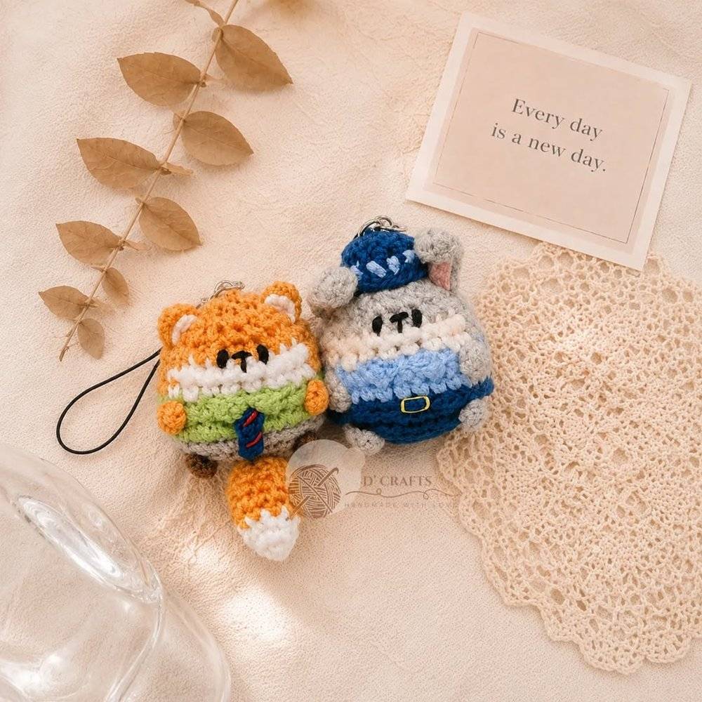 Crocheted Animal Character Keychains