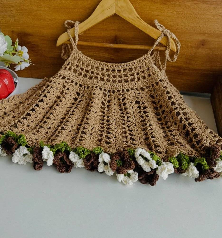 Crocheted Baby Dress with Flower Border