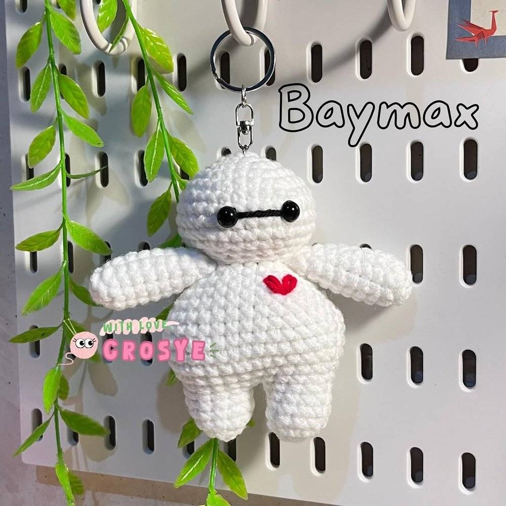 Crocheted Baymax Keychain Charm