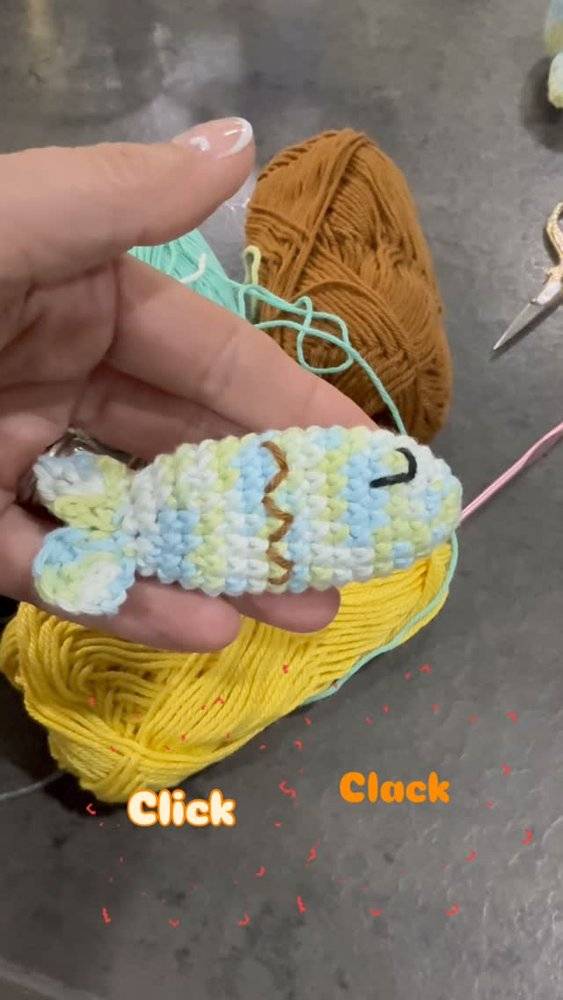 Crocheted Fish Fidget Clicker Charm