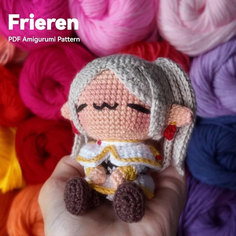 Crocheted Frieren Amigurumi Doll