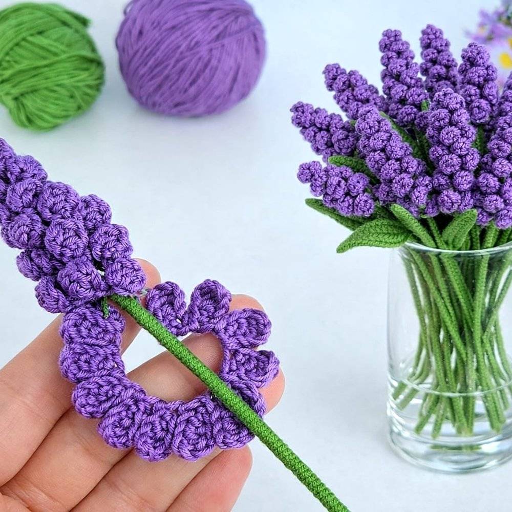 Crocheted Lavender Stems and Blooms