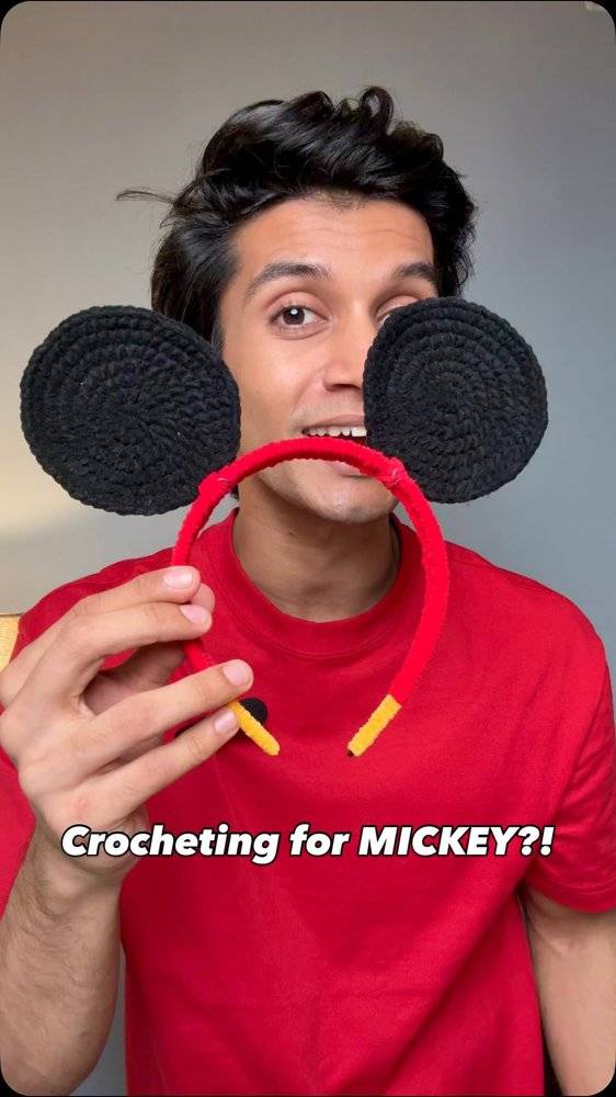 Crocheted Mickey Mouse Ears Headband