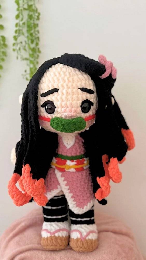Crocheted Nezuko Kamado Amigurumi Doll