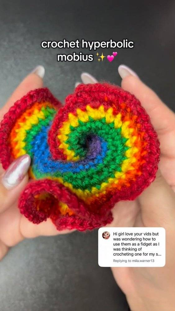 Crocheted Rainbow Mobius Fidget Toy