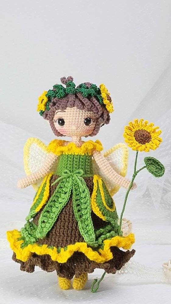 Crocheted Sunflower Fairy Doll Pattern