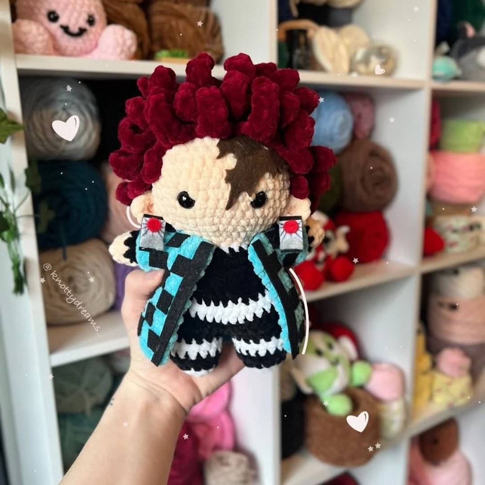 Crocheted Tanjiro Amigurumi Figure