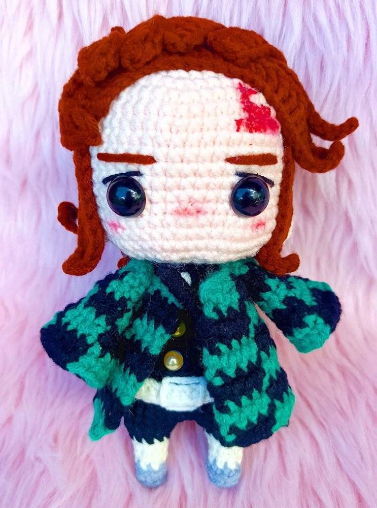 Crocheted Tanjiro Kamado Amigurumi Doll