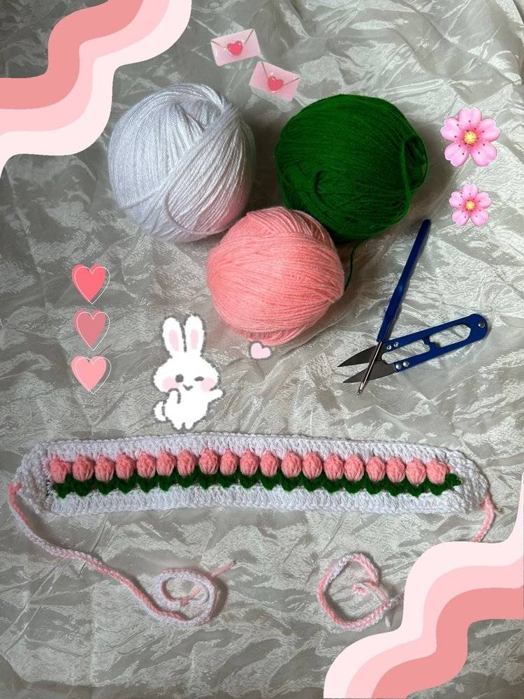 Crocheted Tulip Headband or Bracelet