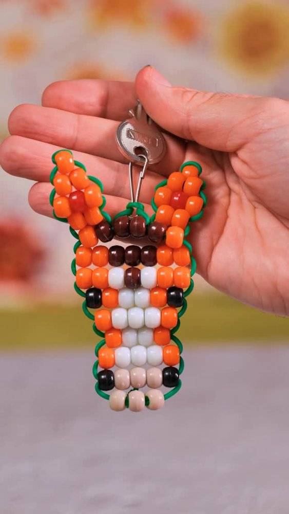 DIY Pony Bead Fox Keychain Craft