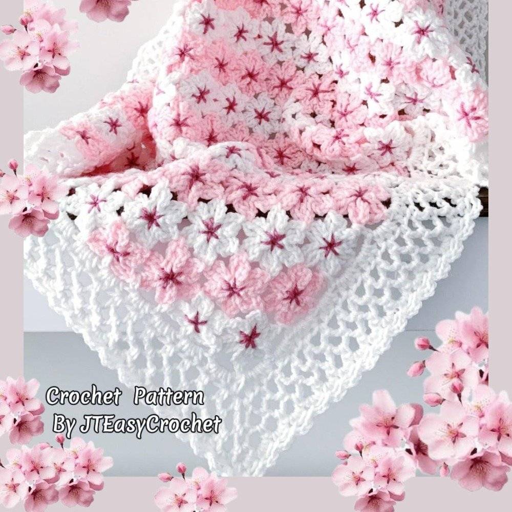 Delicate Cherry Blossom Crochet Shawl