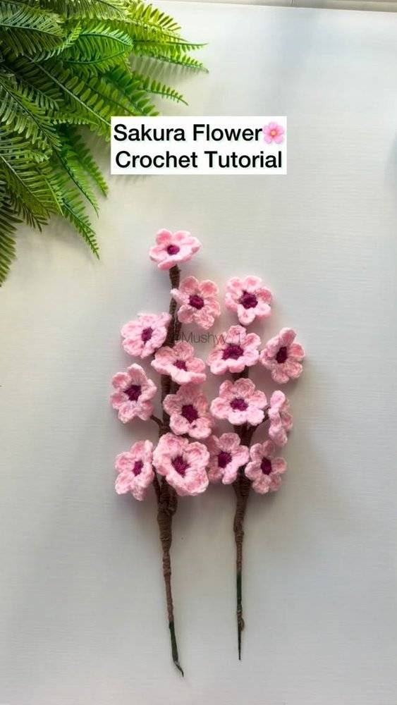 Delicate Cherry Blossom Crochet Sprigs